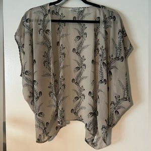 XXI Boho Feather Kimono Top Sheer Open Cardigan